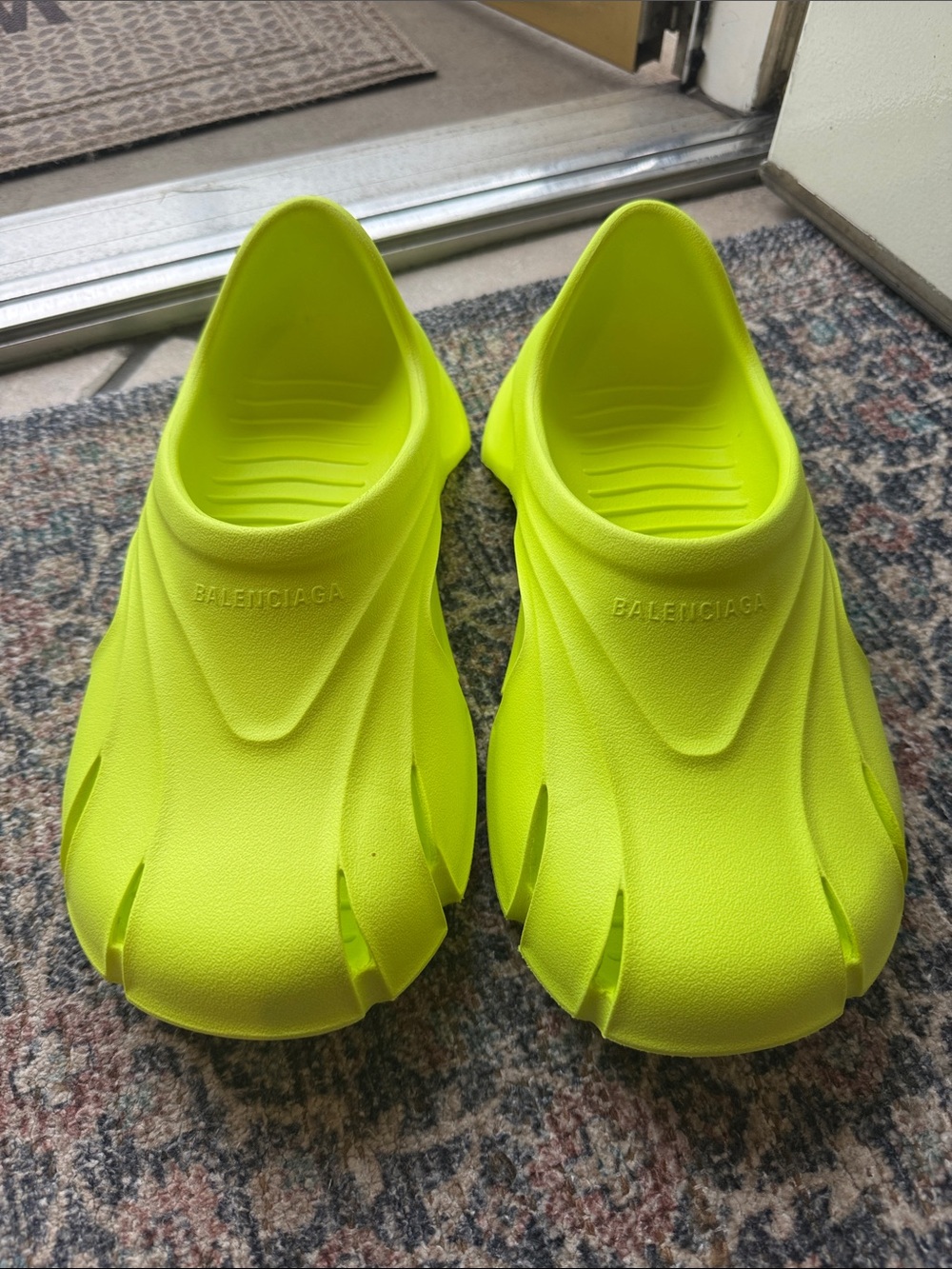 Balenciaga Neon Lime Foam Slip-On Clogs